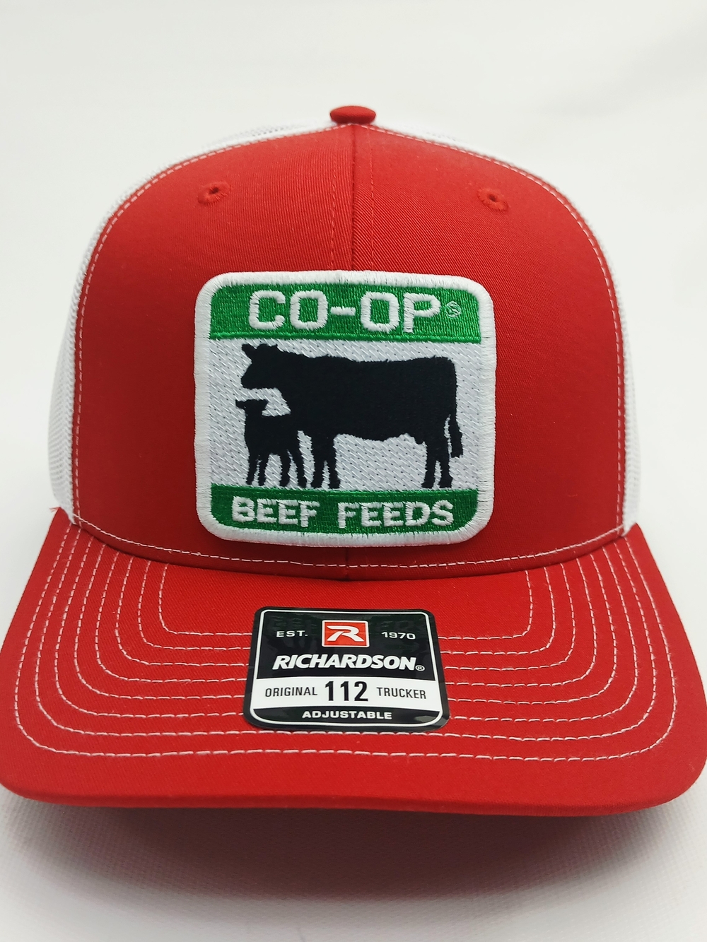 CO-OP Beef Feeds Red Trucker Hat by Richardson 112